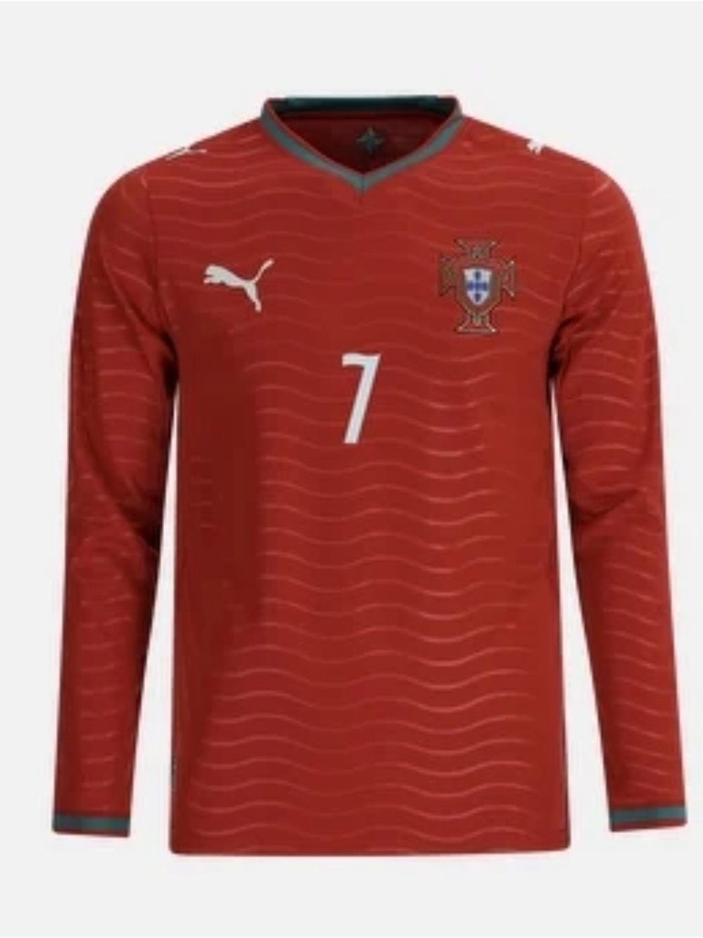 Puma Youth Red Long-Sleeve Soccer Jersey with White Trim
